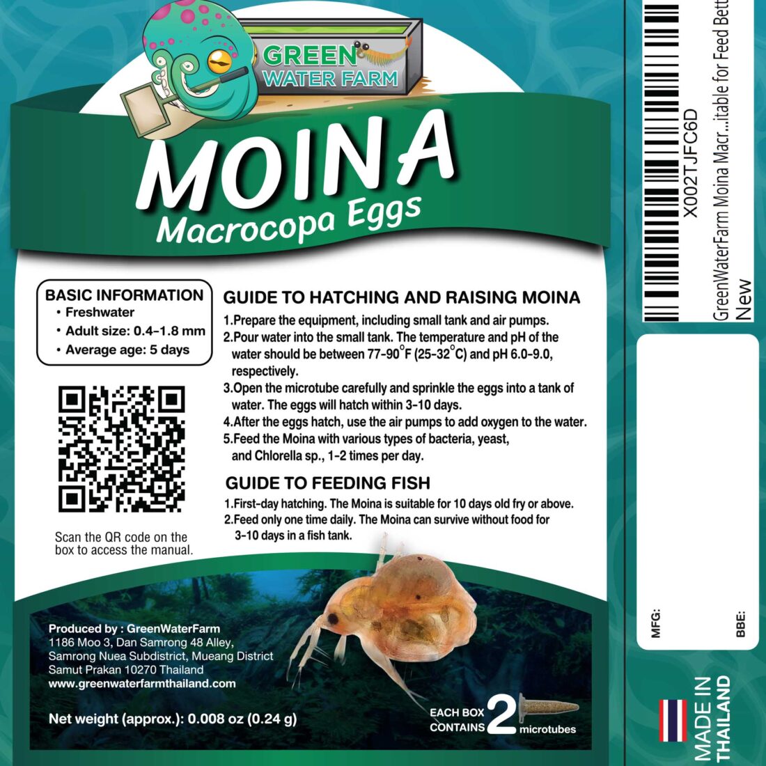 Manual for hatch moina eggs
