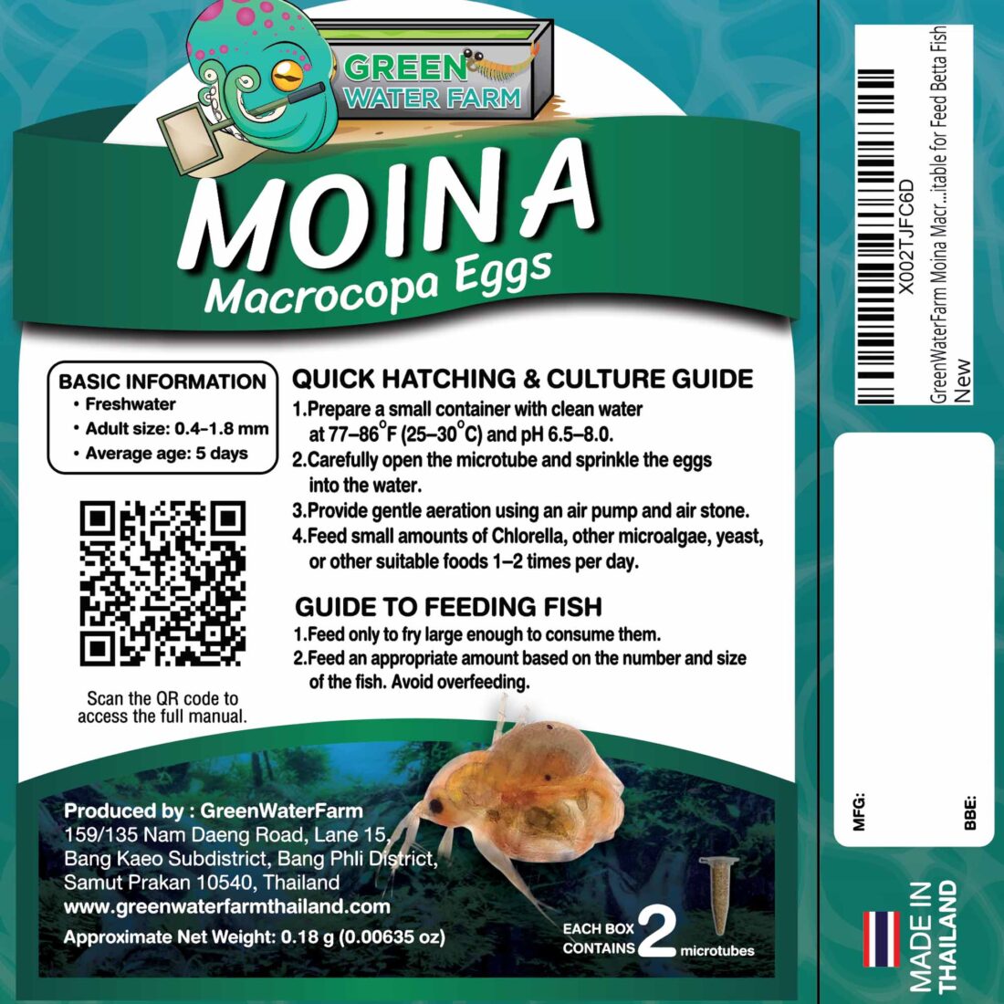 Manual for hatch moina eggs